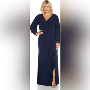 Adrianna Papell Draped Jersey Beaded Gown Plus Size 22 NWT